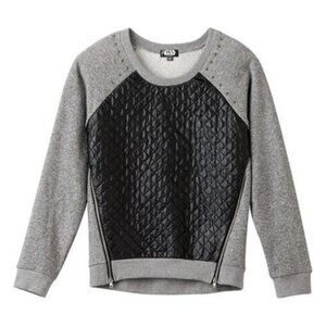 Disney X Star Wars | Gray and Black Faux Leather Quilted Sweater | Size Large 14